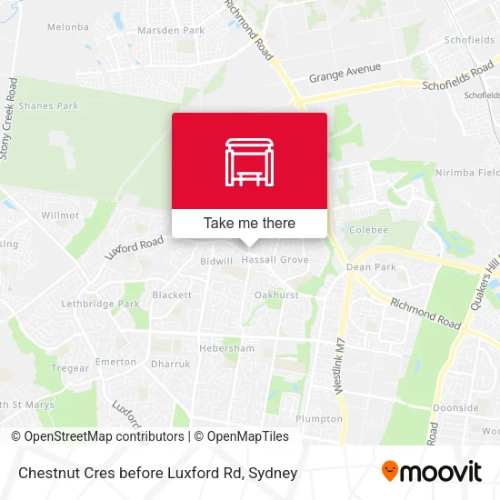Chestnut Cres before Luxford Rd map