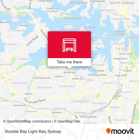 Mapa Rozelle Bay Light Rail