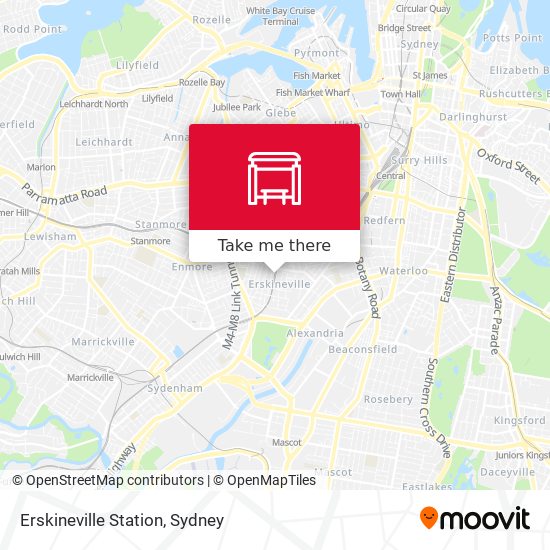 Mapa Erskineville Station