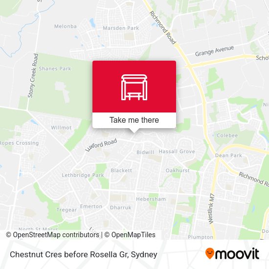 Chestnut Cres before Rosella Gr map