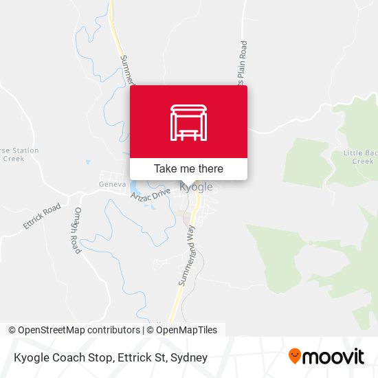 Mapa Kyogle Coach Stop, Ettrick St