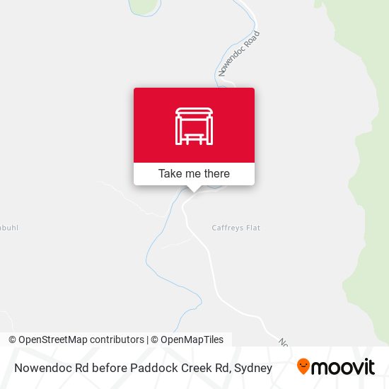 Nowendoc Rd before Paddock Creek Rd map