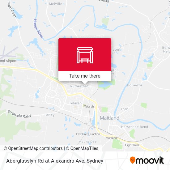 Aberglasslyn Rd at Alexandra Ave map