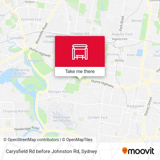 Carysfield Rd before Johnston Rd map