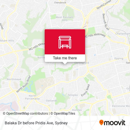Balaka Dr before Pridis Ave map