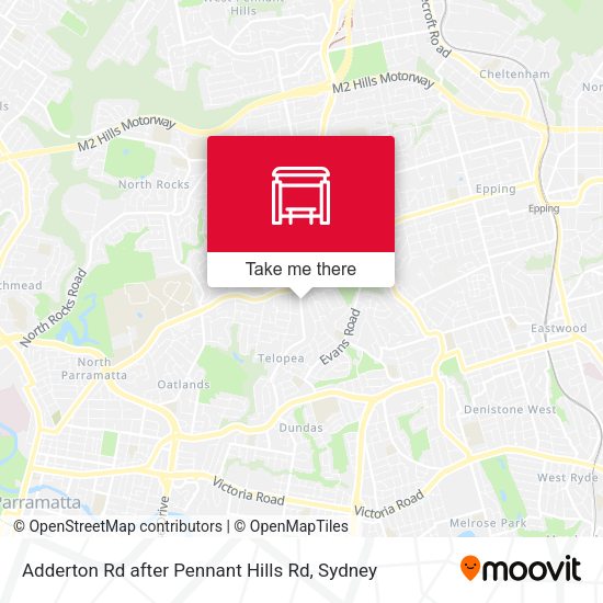 Adderton Rd after Pennant Hills Rd map