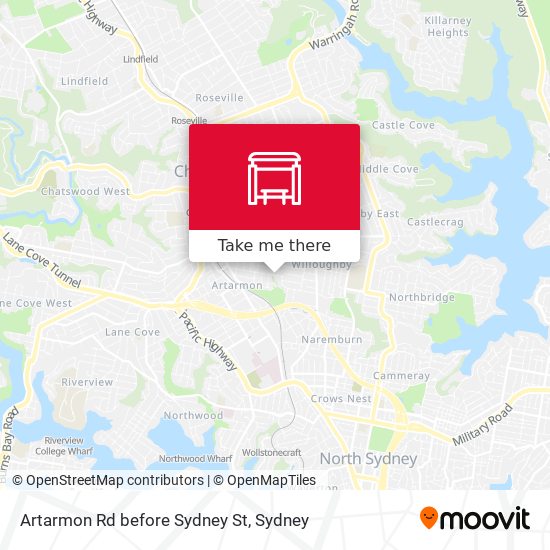 Artarmon Rd before Sydney St map