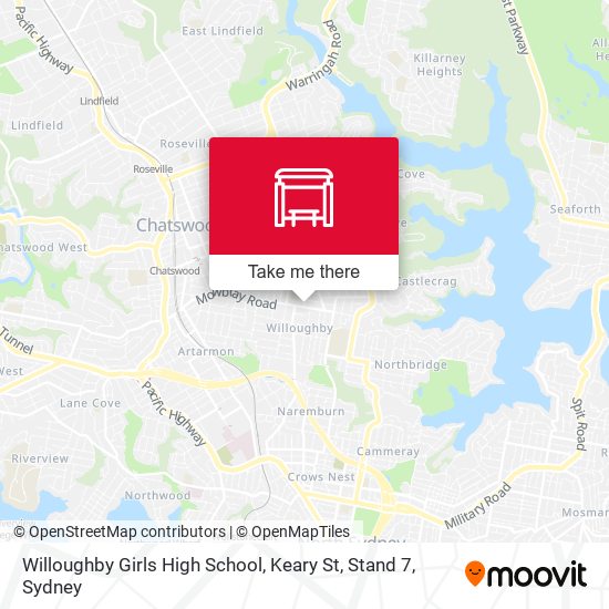 Mapa Willoughby Girls High School, Keary St, Stand 7