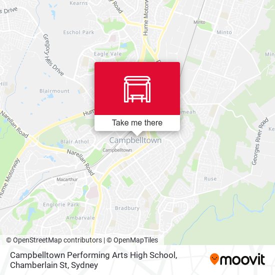 Mapa Campbelltown Performing Arts High School, Chamberlain St