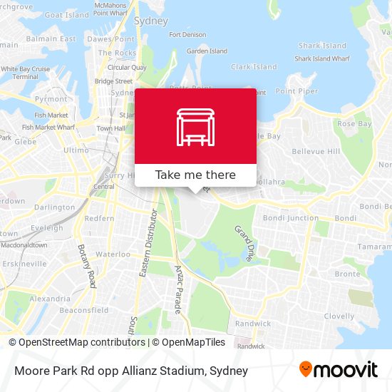 Mapa Moore Park Rd opp Allianz Stadium
