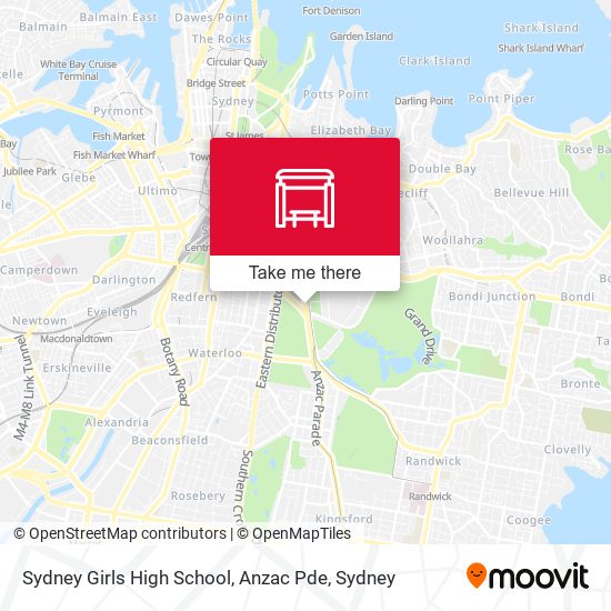 Sydney Girls High School, Anzac Pde map