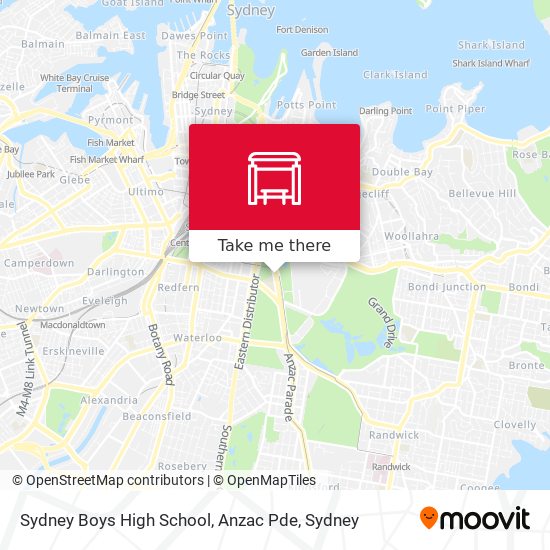 Sydney Boys High School, Anzac Pde map