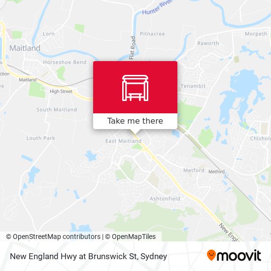 New England Hwy at Brunswick St map