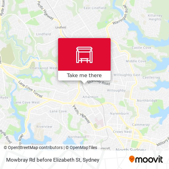 Mapa Mowbray Rd before Elizabeth St