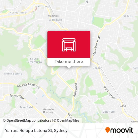 Yarrara Rd opp Latona St map