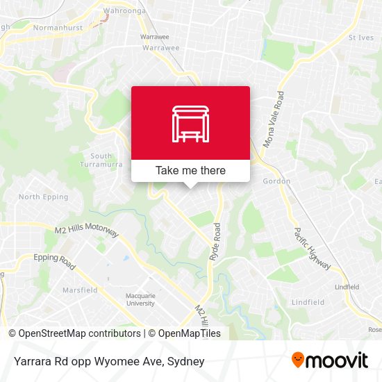 Yarrara Rd opp Wyomee Ave map