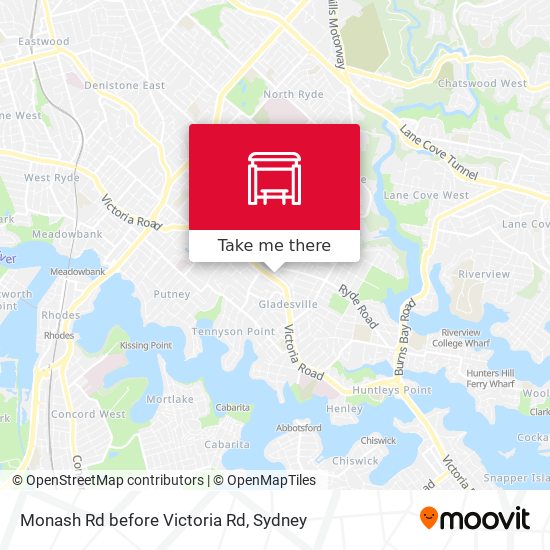 Monash Rd before Victoria Rd map