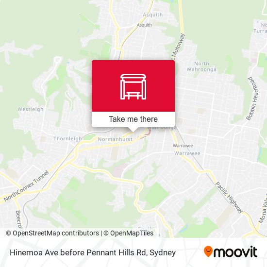 Hinemoa Ave before Pennant Hills Rd map