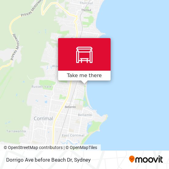 Dorrigo Ave before Beach Dr map