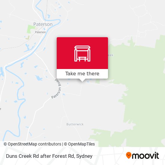 Duns Creek Rd after Forest Rd map
