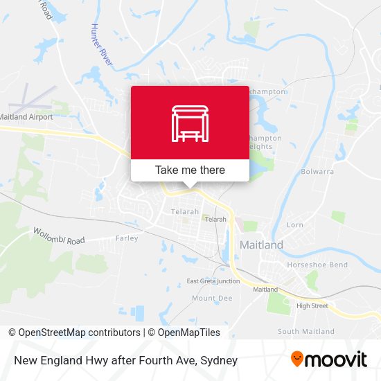New England Hwy after Fourth Ave map