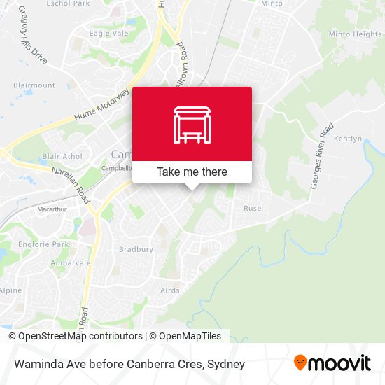 Waminda Ave before Canberra Cres map