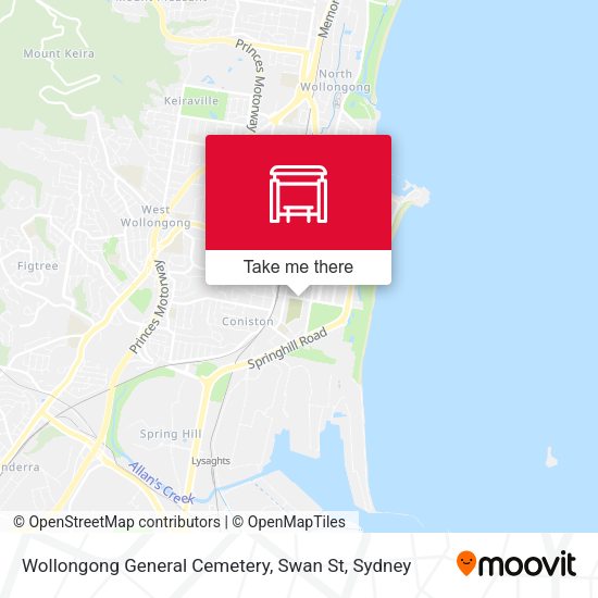 Wollongong General Cemetery, Swan St map