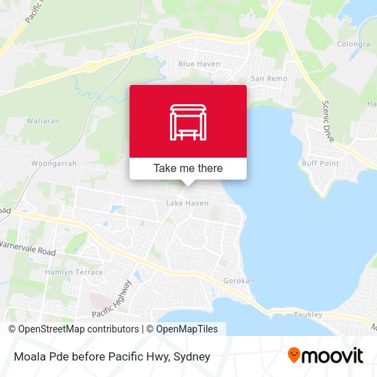 Moala Pde before Pacific Hwy map