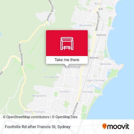 Foothills Rd after Francis St map