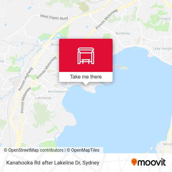 Kanahooka Rd after Lakeline Dr map