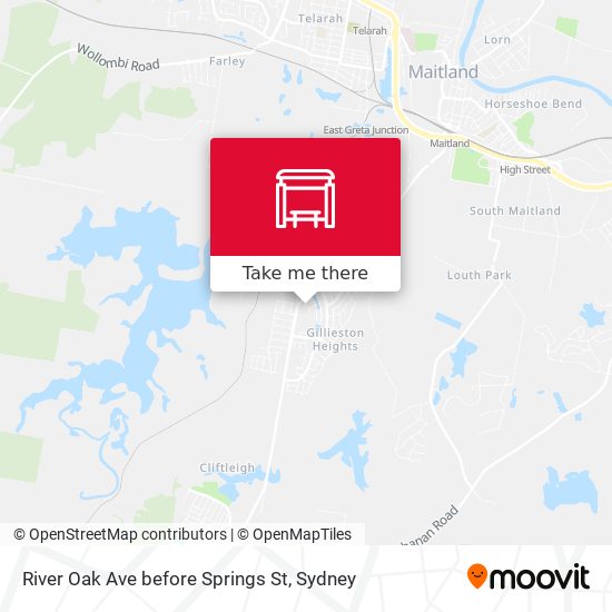 River Oak Ave before Springs St map