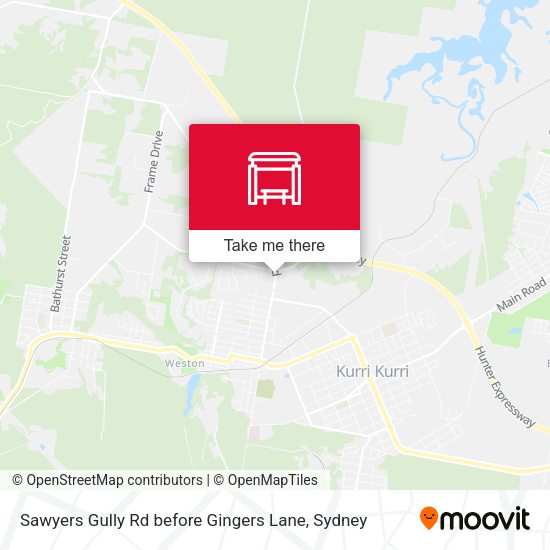 Sawyers Gully Rd before Gingers Lane map