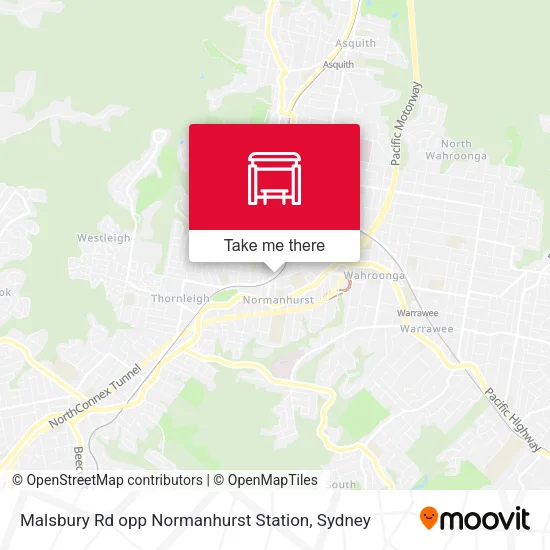 Malsbury Rd opp Normanhurst Station map