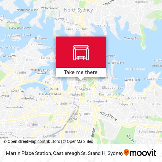 Mapa Martin Place Station, Castlereagh St, Stand H