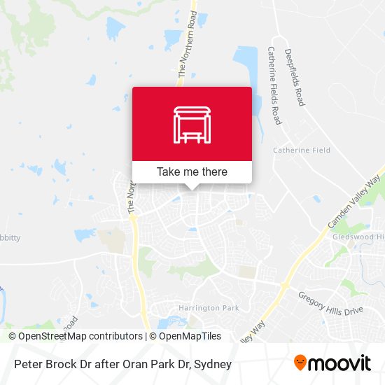 Peter Brock Dr after Oran Park Dr map