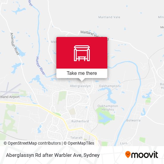 Aberglassyn Rd after Warbler Ave map