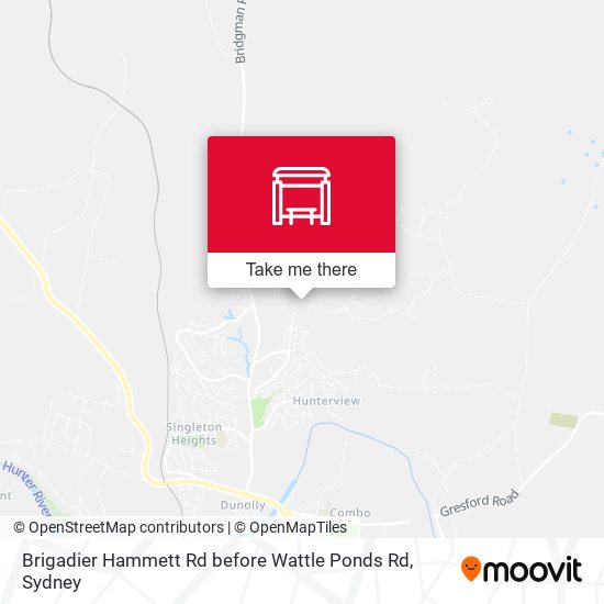 Brigadier Hammett Rd before Wattle Ponds Rd map