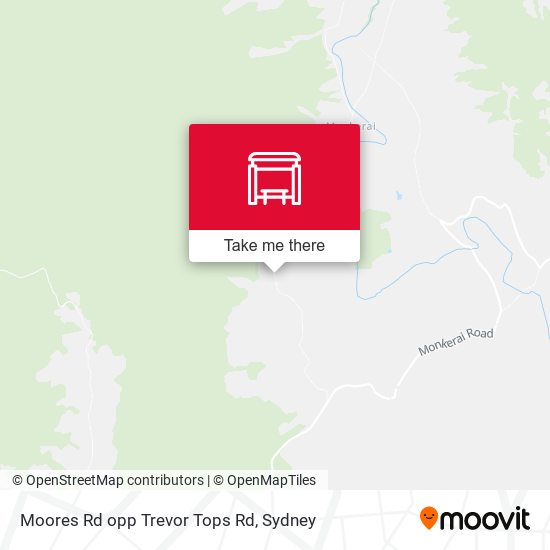 Moores Rd opp Trevor Tops Rd map