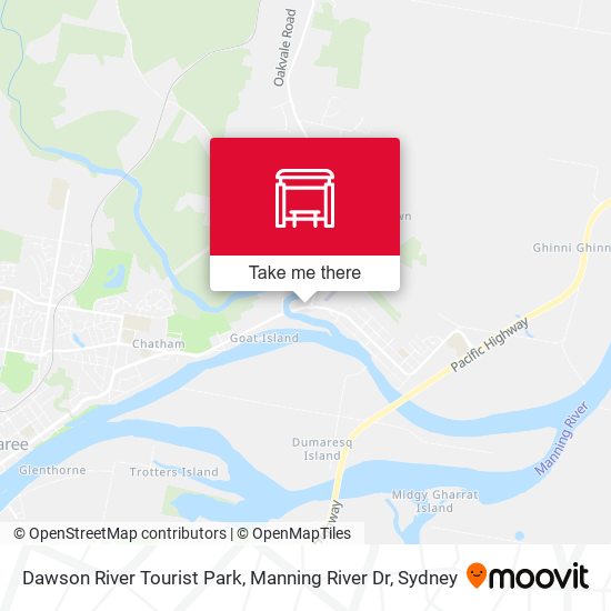 Dawson River Tourist Park, Manning River Dr map