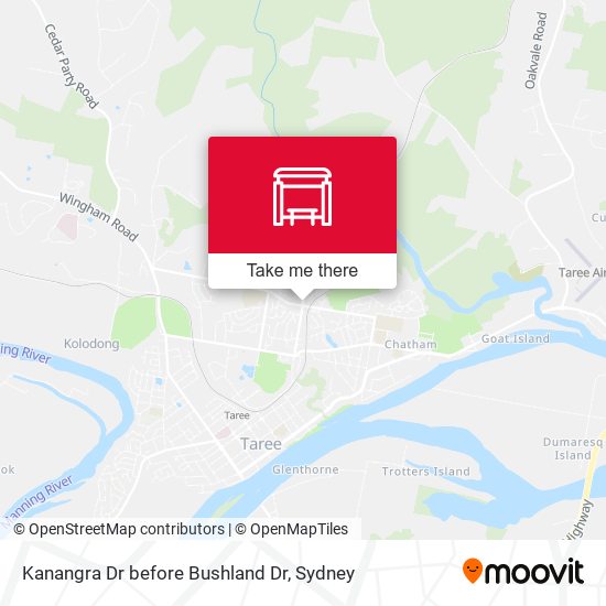 Kanangra Dr before Bushland Dr map