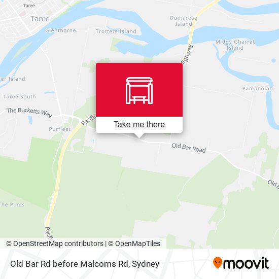 Old Bar Rd before Malcoms Rd map