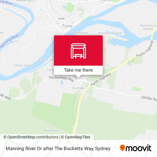 Manning River Dr after The Bucketts Way map