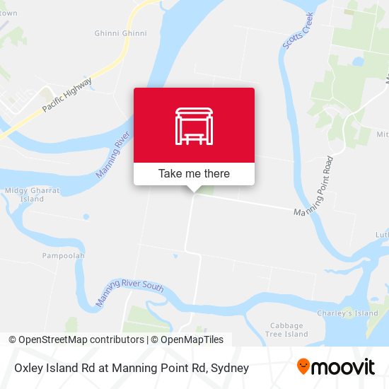 Oxley Island Rd at Manning Point Rd map