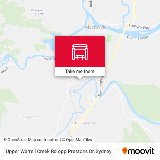 Upper Warrell Creek Rd opp Prestons Dr map
