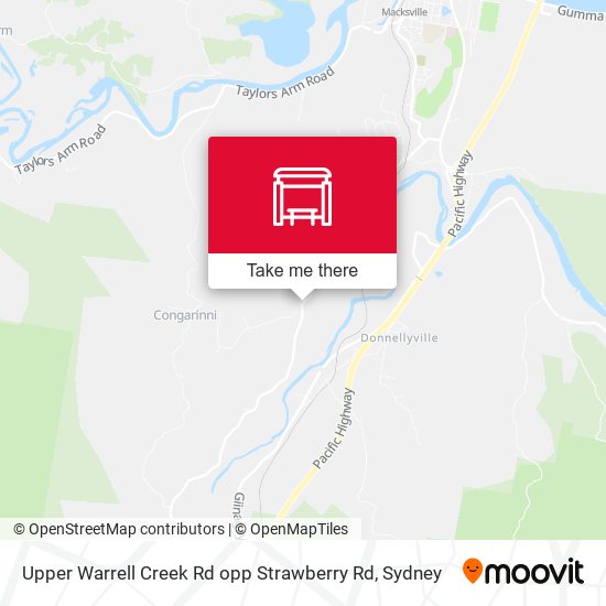 Upper Warrell Creek Rd opp Strawberry Rd map