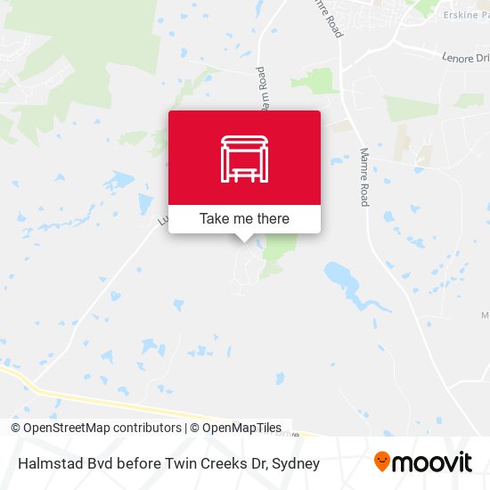 Halmstad Bvd before Twin Creeks Dr map