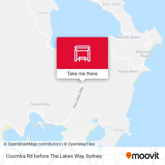 Coomba Rd before The Lakes Way map