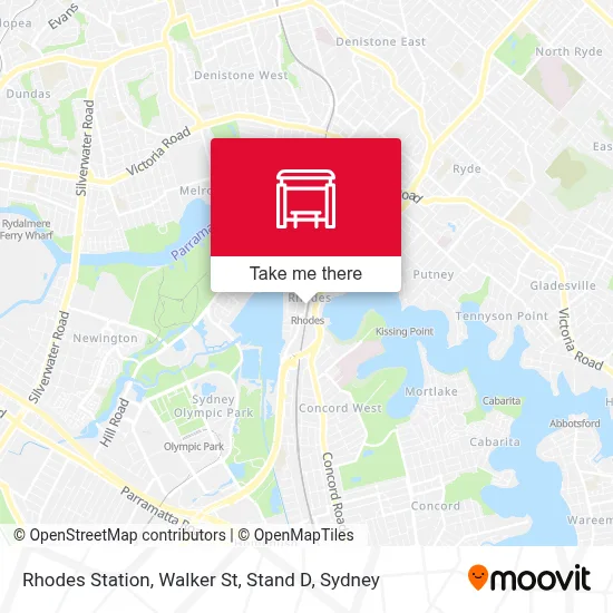 Mapa Rhodes Station, Walker St, Stand D