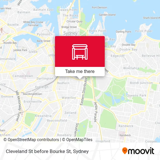 Mapa Cleveland St before Bourke St