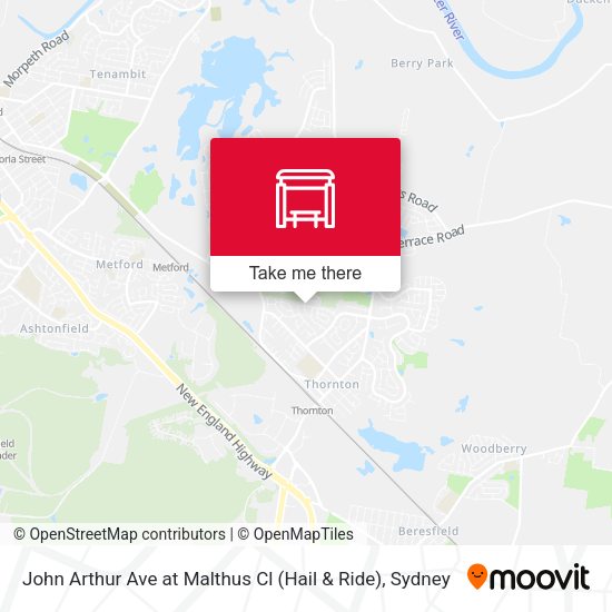 John Arthur Ave at Malthus Cl (Hail & Ride) map